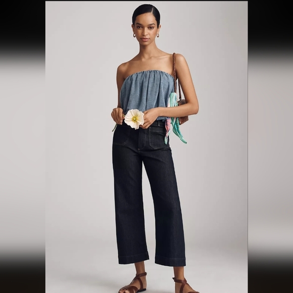 The Colette Cropped Wide-Leg Jeans by Maeve - Picture 1 of 6